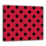 Polka Dots - Black on Cardinal Red Canvas 24  x 20  (Stretched)
