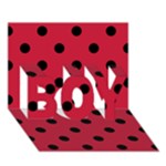 Polka Dots - Black on Cardinal Red BOY 3D Greeting Card (7x5)