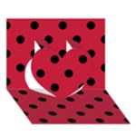 Polka Dots - Black on Cardinal Red Heart 3D Greeting Card (7x5)