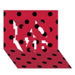 Polka Dots - Black on Cardinal Red LOVE 3D Greeting Card (7x5)