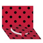 Polka Dots - Black on Cardinal Red Circle Bottom 3D Greeting Card (7x5)