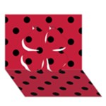 Polka Dots - Black on Cardinal Red Clover 3D Greeting Card (7x5)
