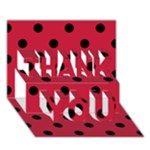 Polka Dots - Black on Cardinal Red THANK YOU 3D Greeting Card (7x5)