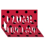 Polka Dots - Black on Cardinal Red Laugh Live Love 3D Greeting Card (8x4)