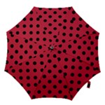 Polka Dots - Black on Cardinal Red Hook Handle Umbrella (Medium)
