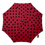 Polka Dots - Black on Cardinal Red Hook Handle Umbrella (Small)