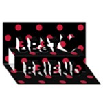 Polka Dots - Cardinal Red on Black Best Friends 3D Greeting Card (8x4)