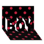 Polka Dots - Cardinal Red on Black BOY 3D Greeting Card (7x5)
