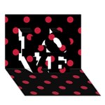 Polka Dots - Cardinal Red on Black LOVE 3D Greeting Card (7x5)