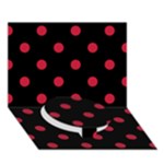 Polka Dots - Cardinal Red on Black Circle Bottom 3D Greeting Card (7x5)