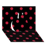 Polka Dots - Cardinal Red on Black Apple 3D Greeting Card (7x5)