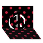 Polka Dots - Cardinal Red on Black Peace Sign 3D Greeting Card (7x5)