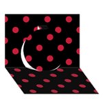 Polka Dots - Cardinal Red on Black Circle 3D Greeting Card (7x5)