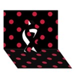 Polka Dots - Cardinal Red on Black Ribbon 3D Greeting Card (7x5)