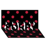 Polka Dots - Cardinal Red on Black SORRY 3D Greeting Card (8x4)