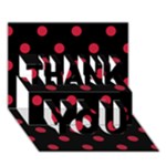 Polka Dots - Cardinal Red on Black THANK YOU 3D Greeting Card (7x5)