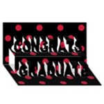 Polka Dots - Cardinal Red on Black Congrats Graduate 3D Greeting Card (8x4)