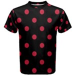 Polka Dots - Cardinal Red on Black Men s Cotton Tee