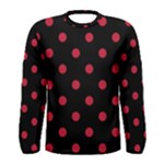 Polka Dots - Cardinal Red on Black Men s Long Sleeve T-shirt
