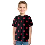 Polka Dots - Cardinal Red on Black Kid s Sport Mesh Tee