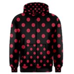 Polka Dots - Cardinal Red on Black Men s Zipper Hoodie