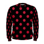 Polka Dots - Cardinal Red on Black Men s Sweatshirt