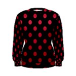 Polka Dots - Cardinal Red on Black Women s Sweatshirt