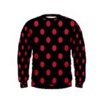Polka Dots - Cardinal Red on Black Kid s Sweatshirt