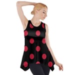 Polka Dots - Cardinal Red on Black Side Drop Tank Tunic