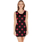 Polka Dots - Cardinal Red on Black Bodycon Dress
