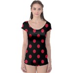 Polka Dots - Cardinal Red on Black Boyleg Leotard (Ladies)