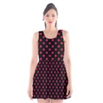 Polka Dots - Cardinal Red on Black Scoop Neck Skater Dress