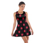 Polka Dots - Cardinal Red on Black Cotton Racerback Dress