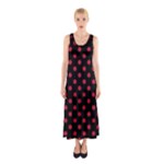 Polka Dots - Cardinal Red on Black Full Print Maxi Dress
