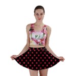 Polka Dots - Cardinal Red on Black Mini Skirt
