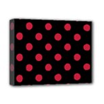 Polka Dots - Cardinal Red on Black Deluxe Canvas 14  x 11  (Stretched)