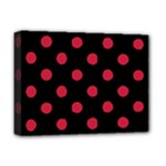Polka Dots - Cardinal Red on Black Deluxe Canvas 16  x 12  (Stretched)