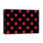 Polka Dots - Cardinal Red on Black Deluxe Canvas 18  x 12  (Stretched)
