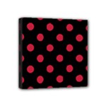 Polka Dots - Cardinal Red on Black Mini Canvas 4  x 4  (Stretched)