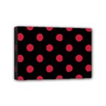 Polka Dots - Cardinal Red on Black Mini Canvas 6  x 4  (Stretched)
