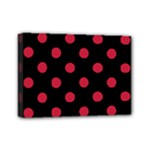 Polka Dots - Cardinal Red on Black Mini Canvas 7  x 5  (Stretched)