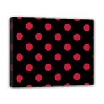 Polka Dots - Cardinal Red on Black Canvas 10  x 8  (Stretched)