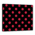 Polka Dots - Cardinal Red on Black Canvas 24  x 20  (Stretched)