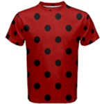 Polka Dots - Black on Dark Candy Apple Red Men s Cotton Tee