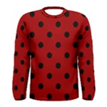 Polka Dots - Black on Dark Candy Apple Red Men s Long Sleeve T-shirt