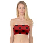 Polka Dots - Black on Dark Candy Apple Red Bandeau Top