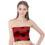 Polka Dots - Black on Dark Candy Apple Red Tube Top