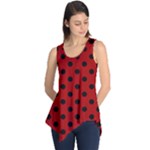 Polka Dots - Black on Dark Candy Apple Red Sleeveless Tunic