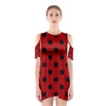 Polka Dots - Black on Dark Candy Apple Red Women s Cutout Shoulder Dress