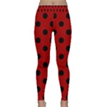 Polka Dots - Black on Dark Candy Apple Red Yoga Leggings